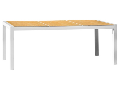 Table &agrave; manger d'ext&eacute;rieur blanc et bois BLANCA
