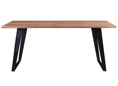 Table &agrave; manger en acacia massif et m&eacute;tal noir L175 cm KORA