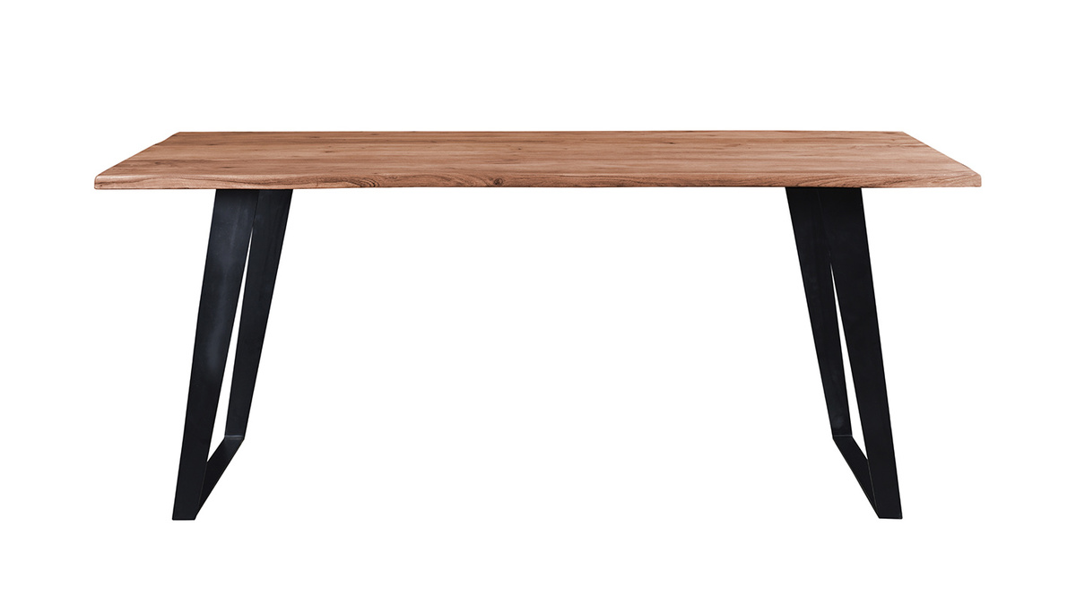Table  manger en acacia massif et mtal noir rectangulaire L175 cm KORA
