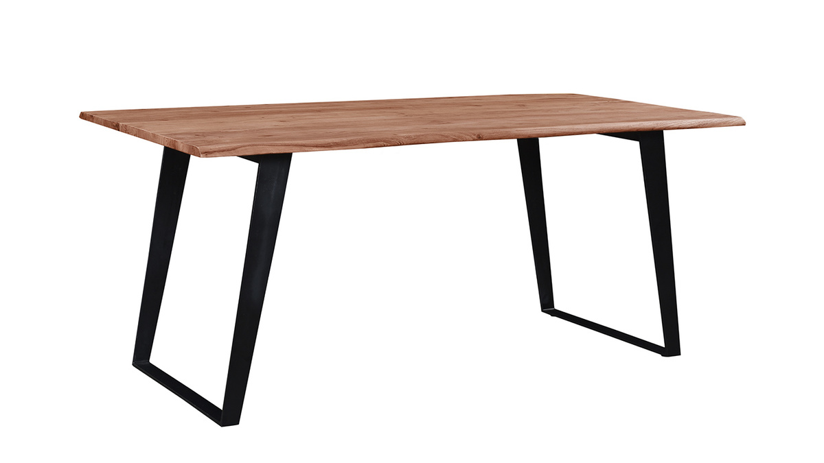 Table  manger en acacia massif et mtal noir rectangulaire L175 cm KORA