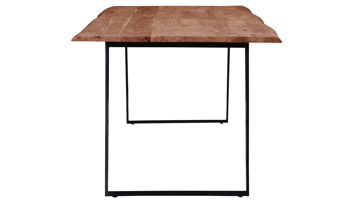 Table  manger en acacia massif et mtal noir rectangulaire L175 cm KORA