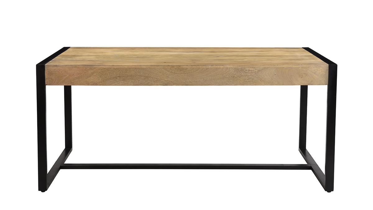 Table  manger en bois manguier massif et mtal noir rectangulaire L175 cm BERGEN
