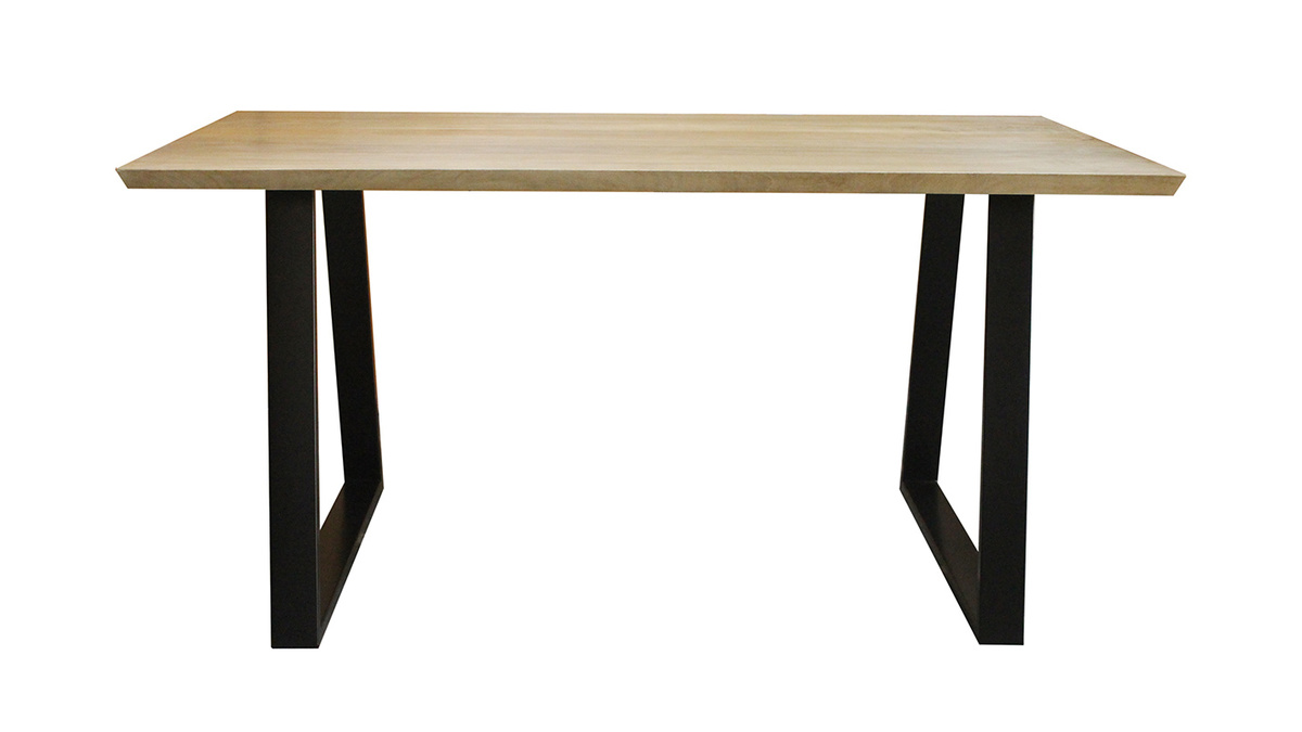 Table  manger en manguier massif et mtal noir L160 cm VIJAY
