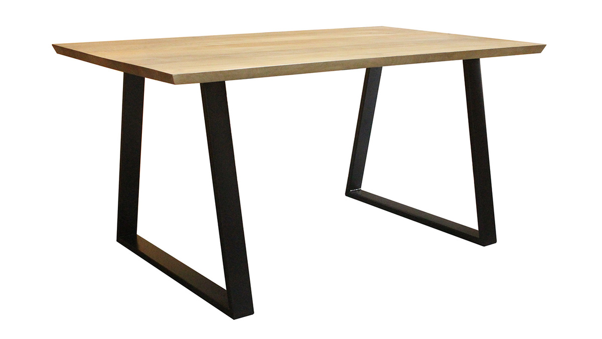 Table  manger en manguier massif et mtal noir L160 cm VIJAY