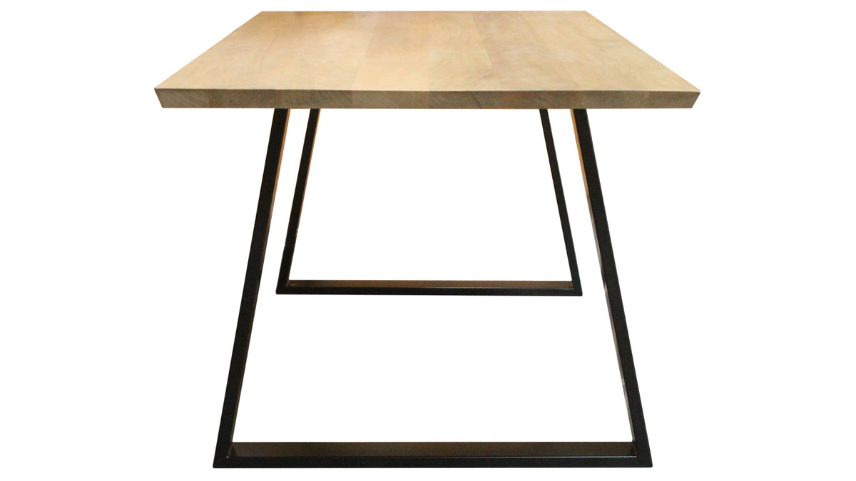 Table  manger en manguier massif et mtal noir L160 cm VIJAY
