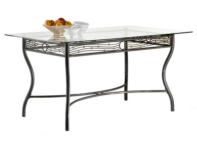 Table &agrave; manger en verre et acier rectangulaire Florence