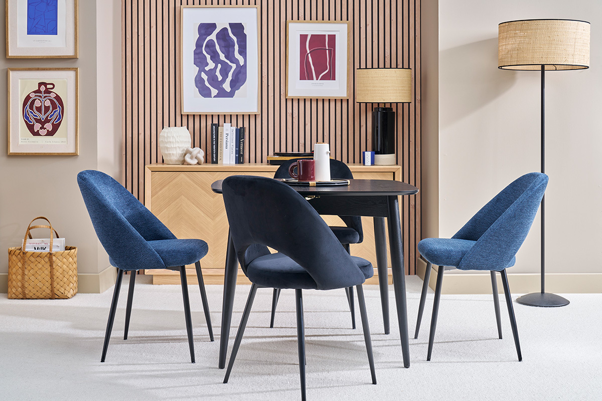 Table � manger extensible carr�e en bois noir L90-130 cm NORDECO