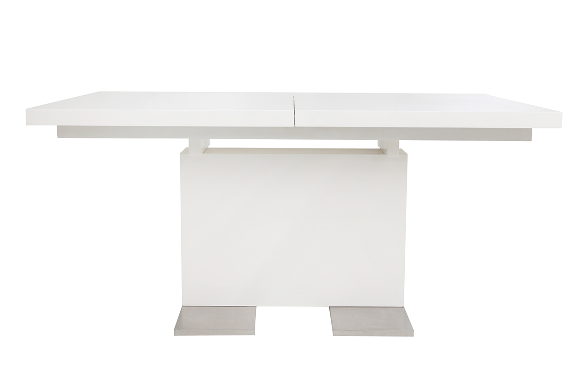 Table � manger extensible design laqu�e blanche L160-220 NEMIA