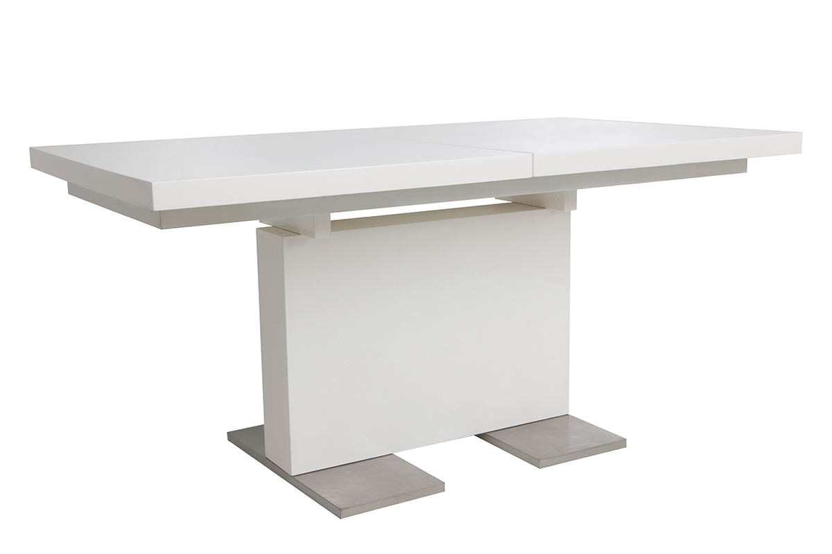 Table � manger extensible design laqu�e blanche L160-220 NEMIA