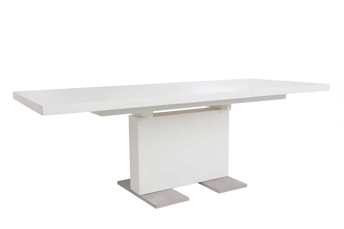 Table � manger extensible design laqu�e blanche L160-220 NEMIA