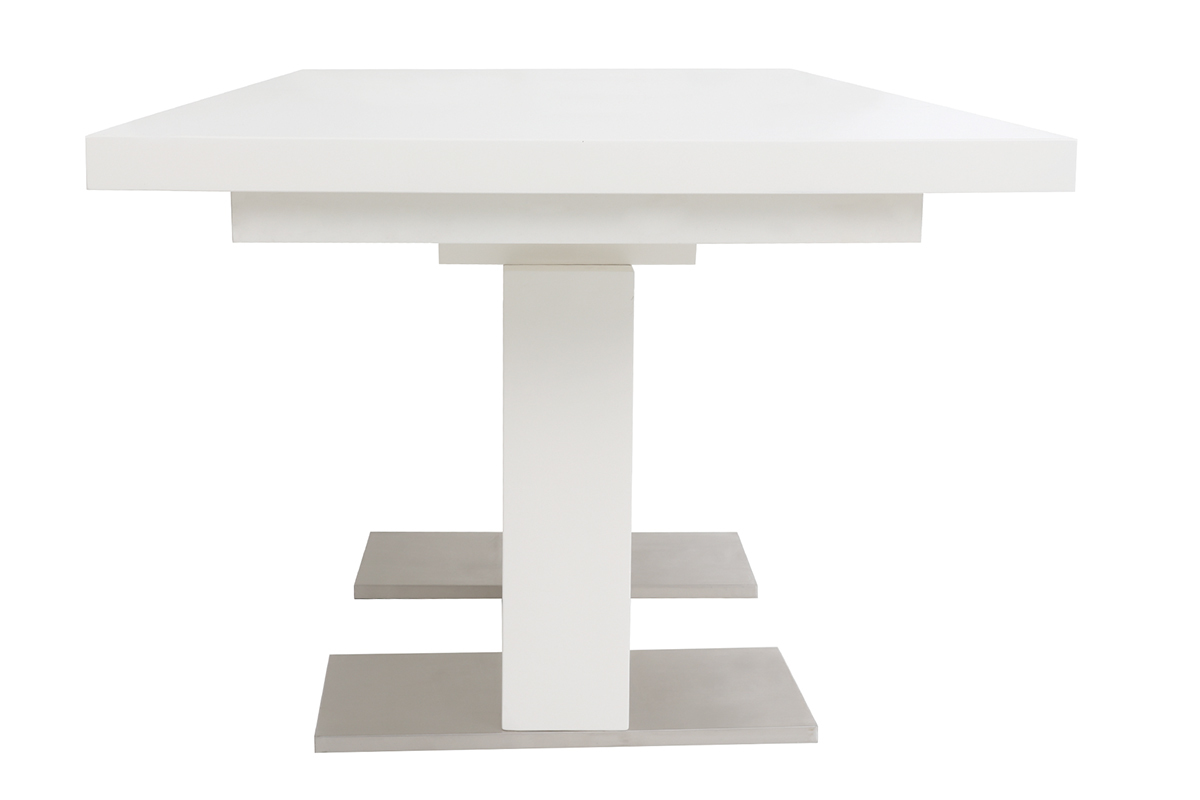 Table � manger extensible design laqu�e blanche L160-220 NEMIA