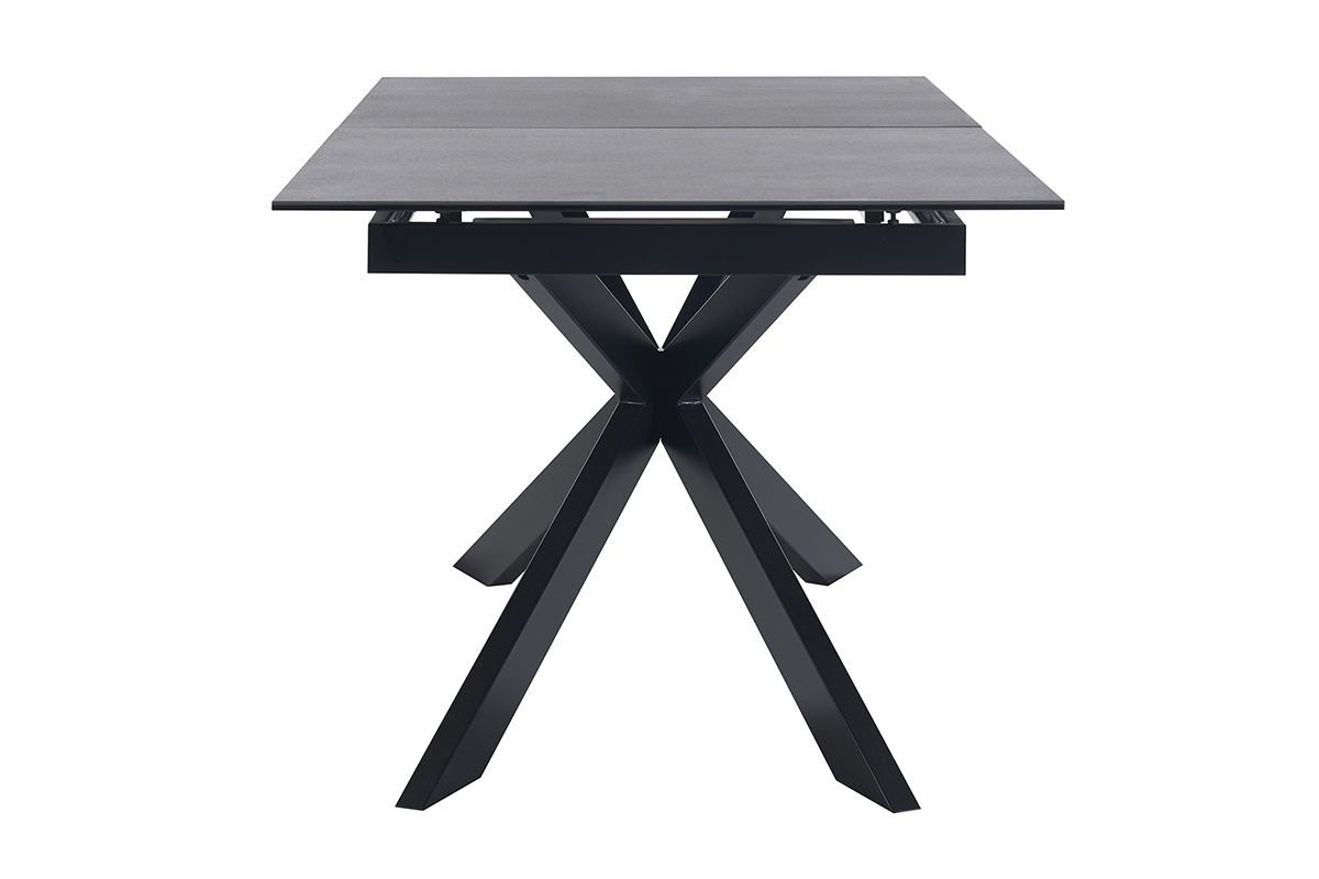 Table � manger extensible en c�ramique noire et m�tal L168-210 cm MELZA