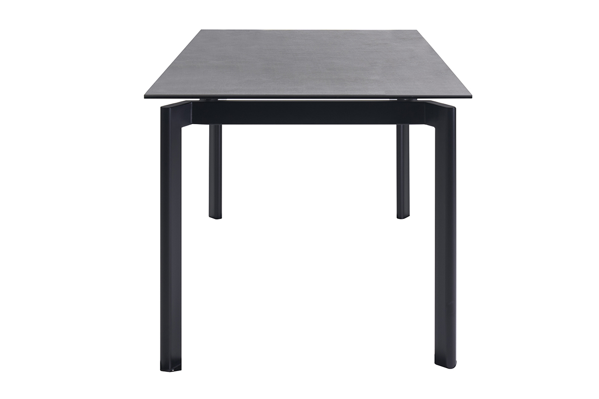 Table � manger extensible en c�ramique noire et m�tal L180-240 cm CARA