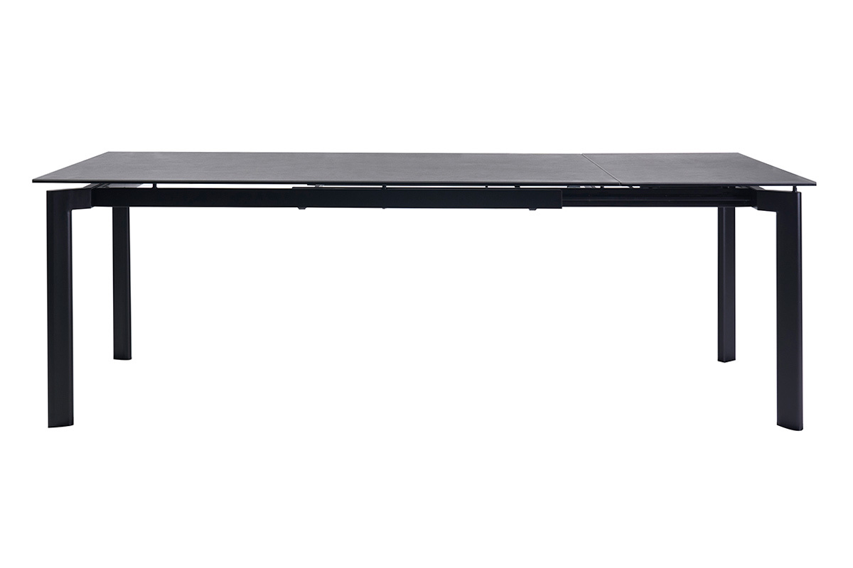 Table � manger extensible en c�ramique noire et m�tal L180-240 cm CARA