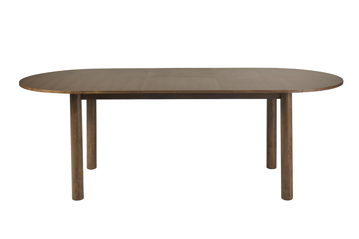 Table � manger extensible ovale avec rallonges int�gr�es en bois fonc� noyer L180-230 cm CLAUDIE