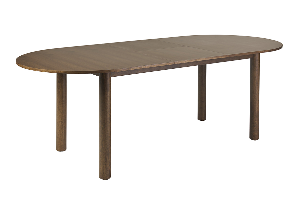 Table � manger extensible ovale avec rallonges int�gr�es en bois fonc� noyer L180-230 cm CLAUDIE