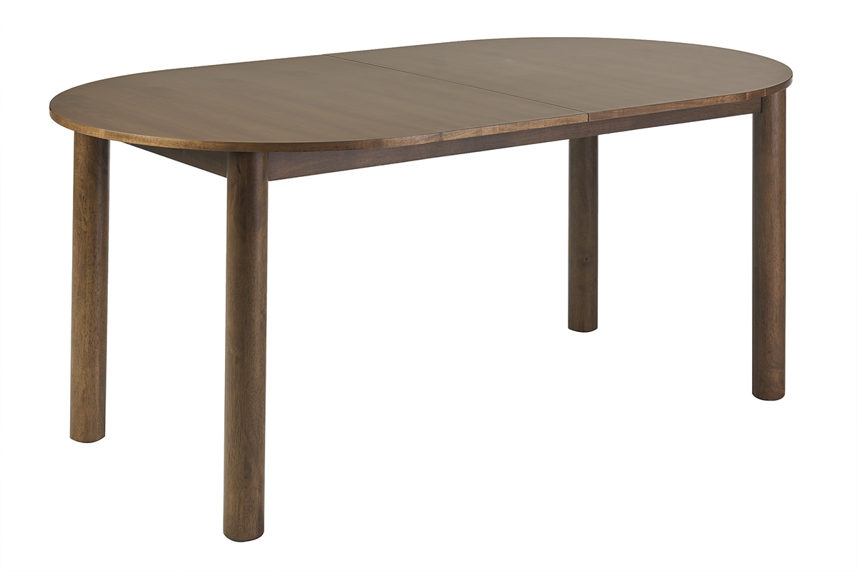 Table � manger extensible ovale avec rallonges int�gr�es en bois fonc� noyer L180-230 cm CLAUDIE