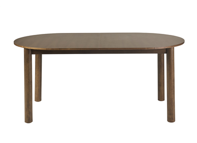 Table &agrave; manger extensible ovale avec rallonges int&eacute;gr&eacute;es en bois fonc&eacute; noyer L180-230 cm CLAUDIE