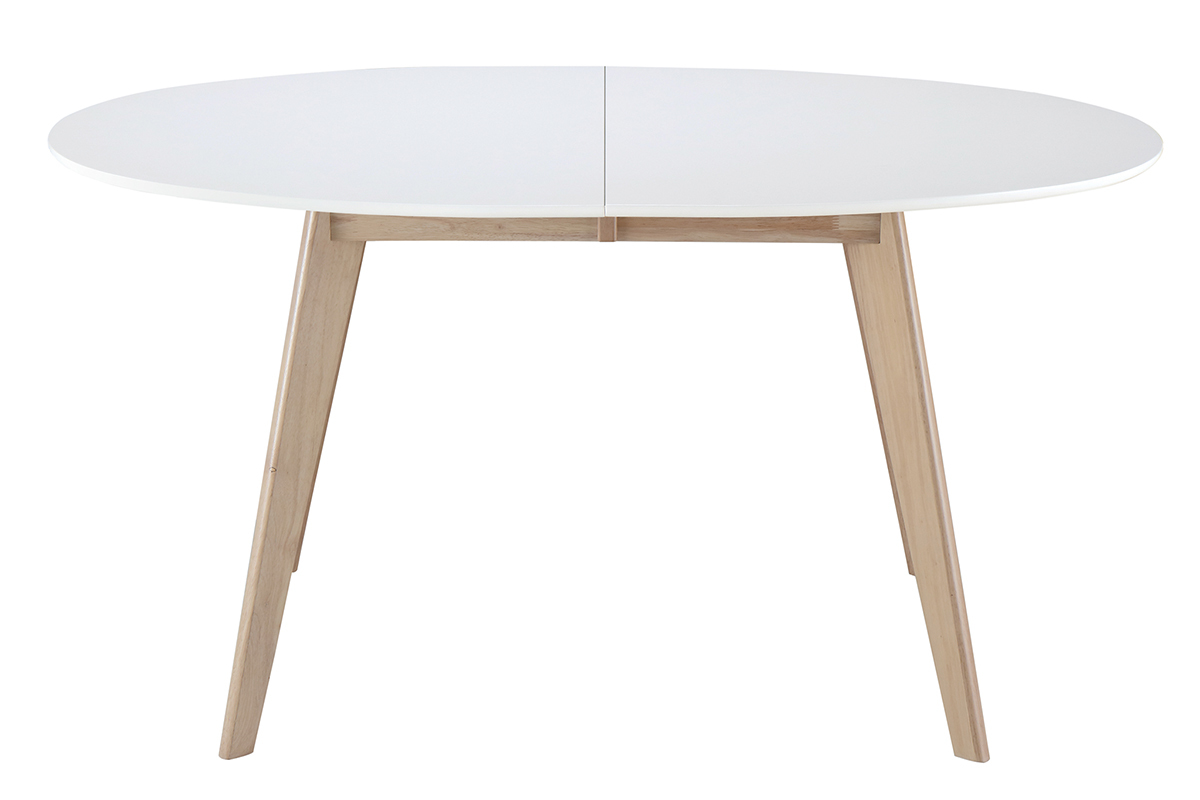 Table  manger extensible ovale blanche et bois clair L150-200 cm LEENA