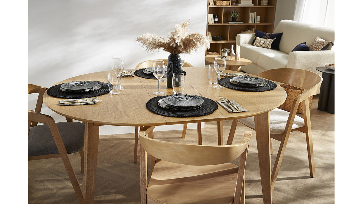 Table  manger extensible ovale en bois fonc L150-200 MARIK