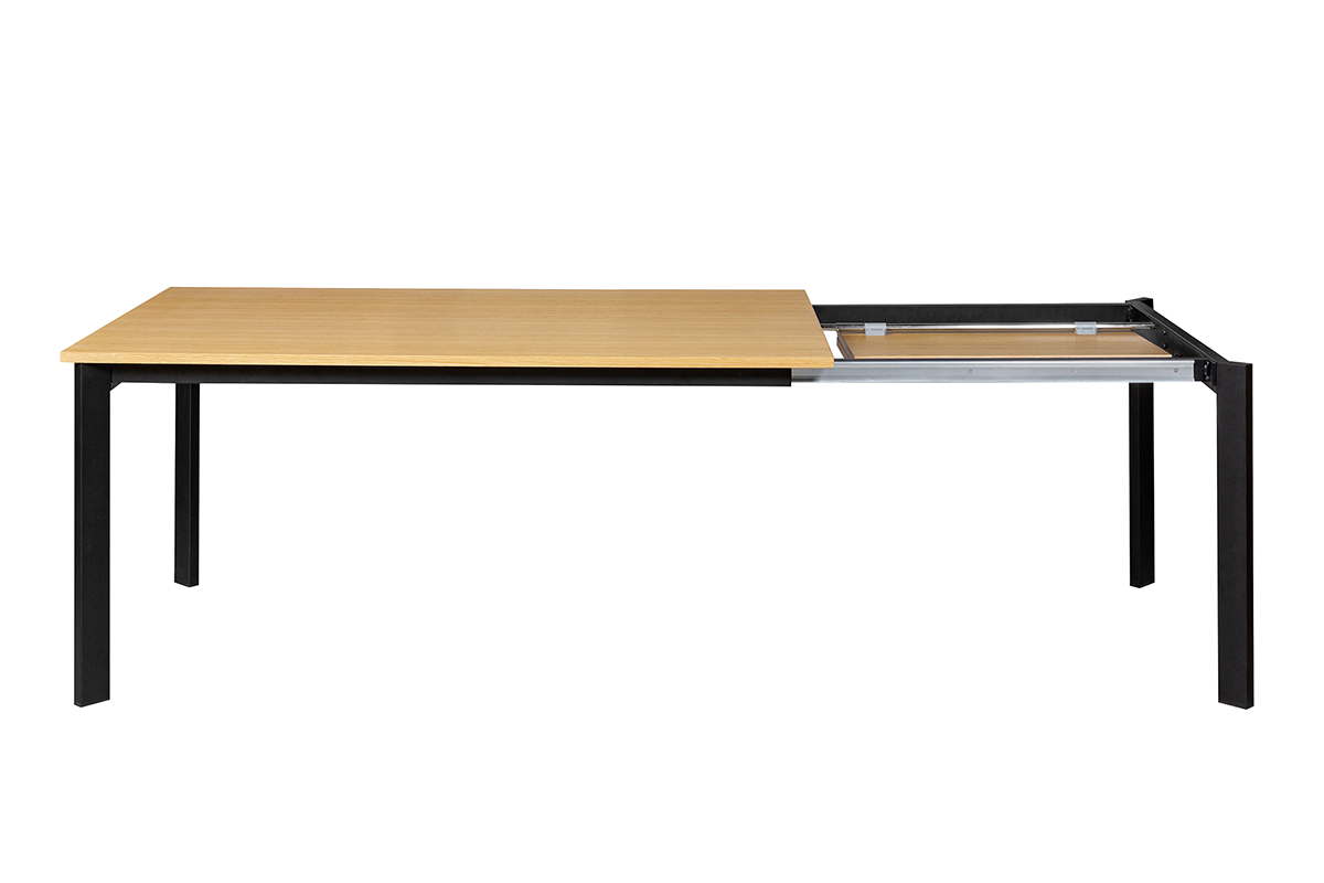 Table � manger extensible placage ch�ne et m�tal L162-232 cm MEEVLA