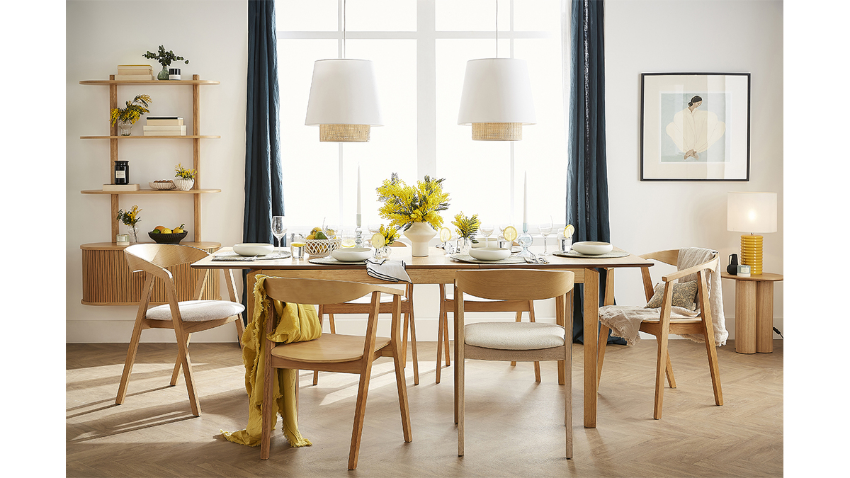 Table  manger extensible rectangulaire bois frne L160-210 cm BONAVISTA