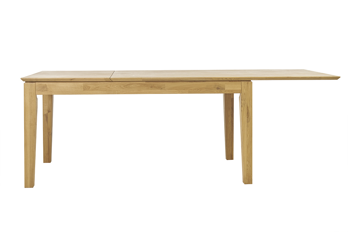 Table  manger extensible rectangulaire en bois clair chne massif L160-220 cm YULIA