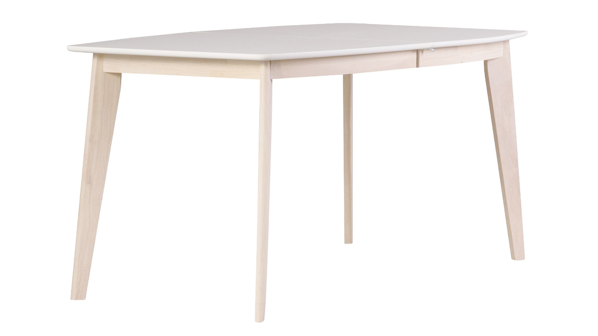 Table  manger extensible scandinave blanc et bois clair L150-200 cm LEENA