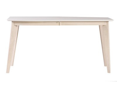 Table &agrave; manger extensible scandinave blanc et bois clair L150-200 LEENA