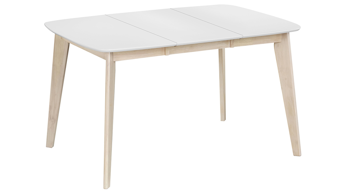 Table  manger extensible scandinave carre blanche et bois L90-130 cm LEENA