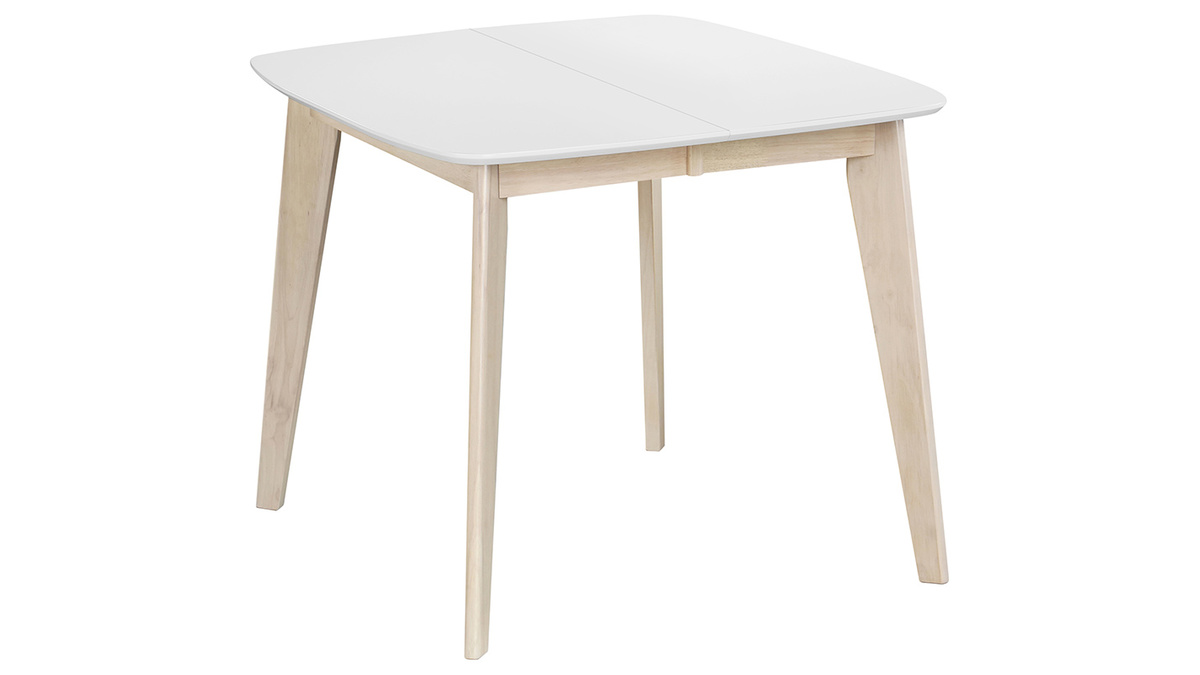 Table  manger extensible scandinave carre blanche et bois L90-130 cm LEENA