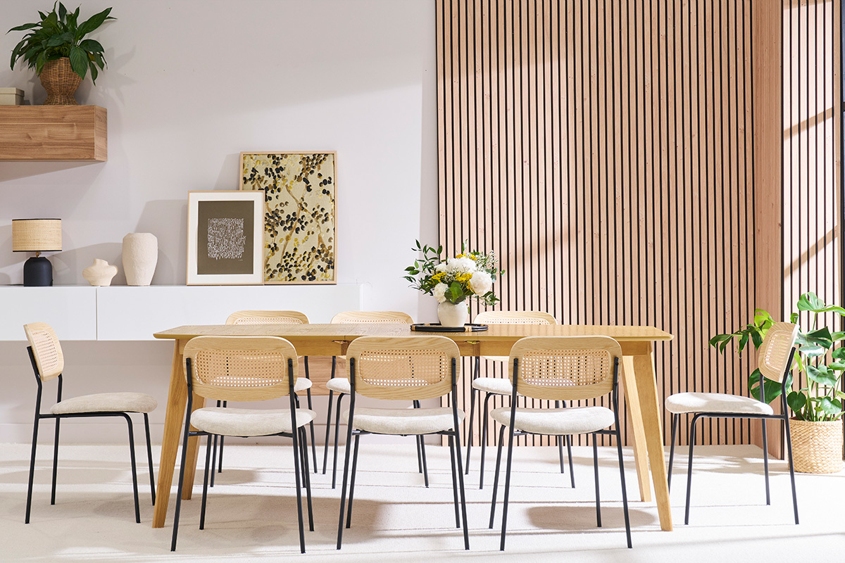 Table  manger extensible scandinave en bois clair L150-200 LEENA