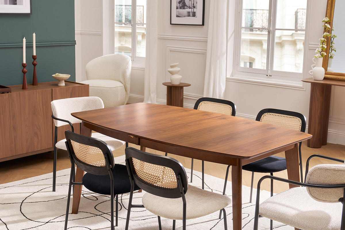 Table  manger extensible scandinave noyer L150-200 cm LEENA