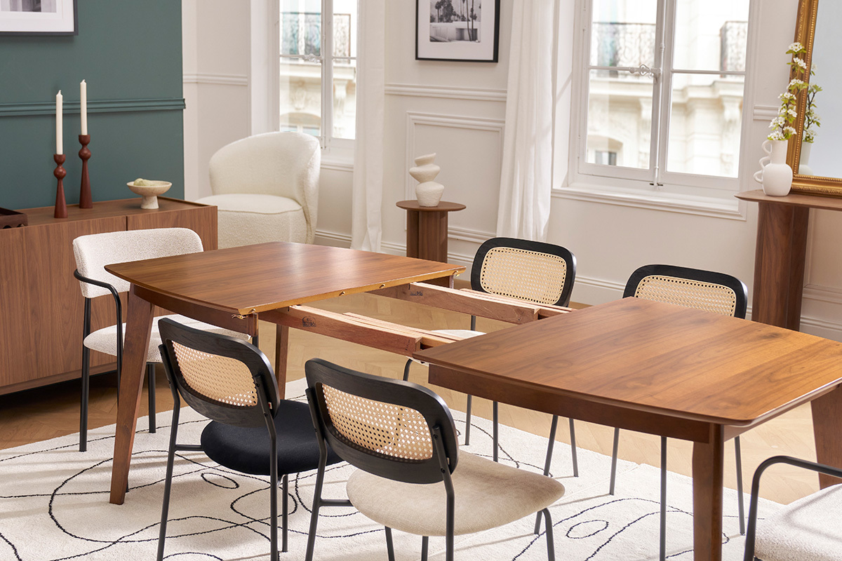Table  manger extensible scandinave noyer L150-200 cm LEENA