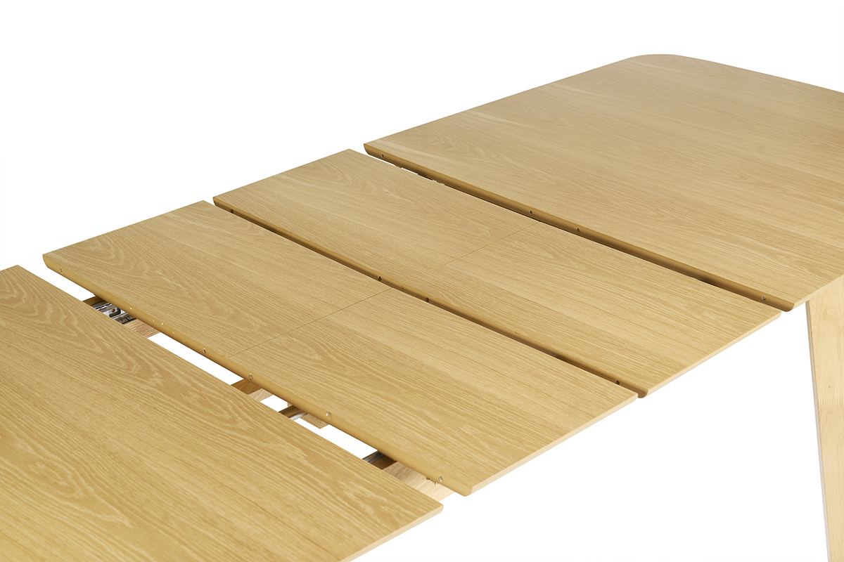 Table � manger extensible scandinave rallonges int�gr�es en bois clair ch�ne L168-228 cm LEENA