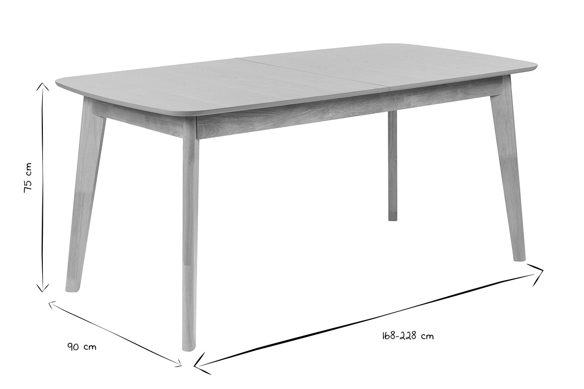 Table � manger extensible scandinave rallonges int�gr�es en bois clair ch�ne L168-228 cm LEENA