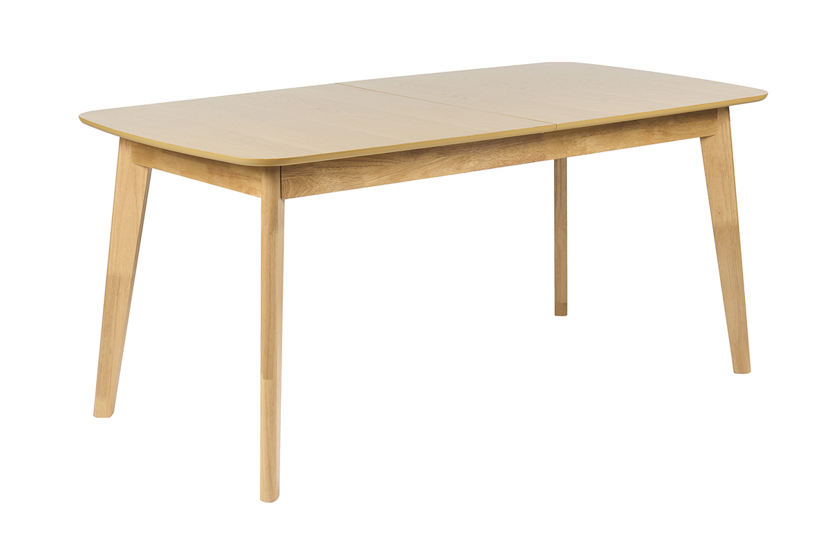 Table � manger extensible scandinave rallonges int�gr�es en bois clair ch�ne L168-228 cm LEENA