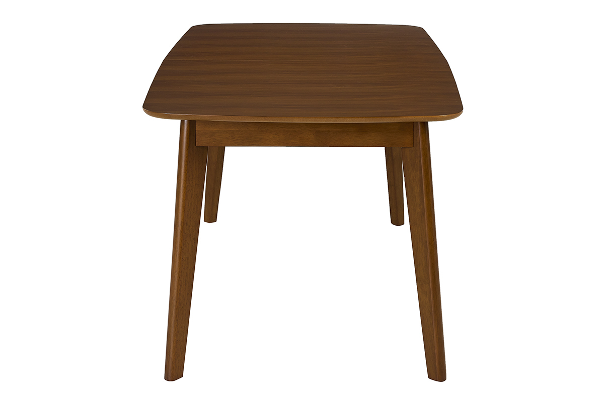 Table � manger extensible scandinave rallonges int�gr�es en bois fonc� noyer L168-228 cm LEENA