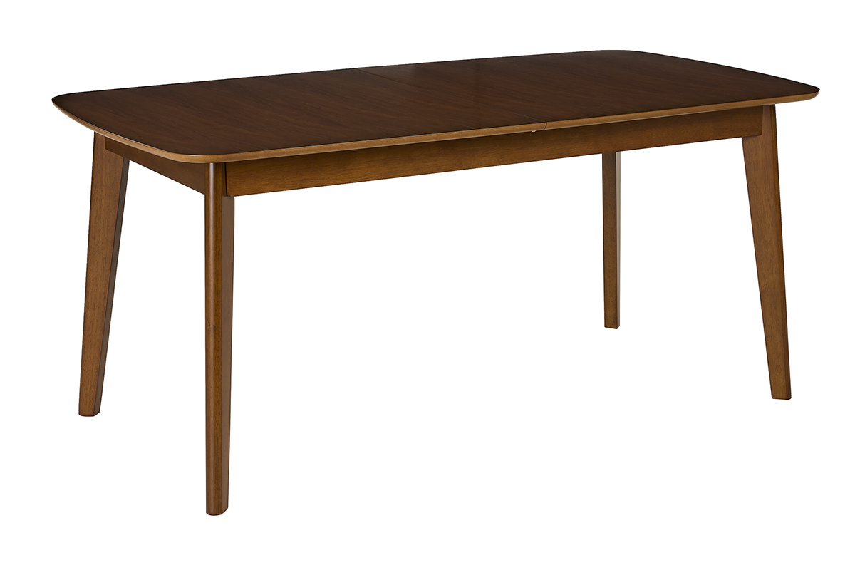 Table � manger extensible scandinave rallonges int�gr�es en bois fonc� noyer L168-228 cm LEENA