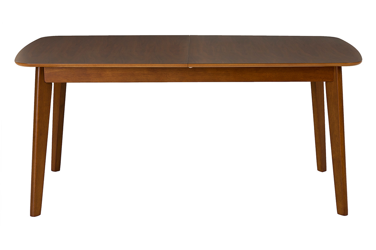 Table � manger extensible scandinave rallonges int�gr�es en bois fonc� noyer L168-228 cm LEENA
