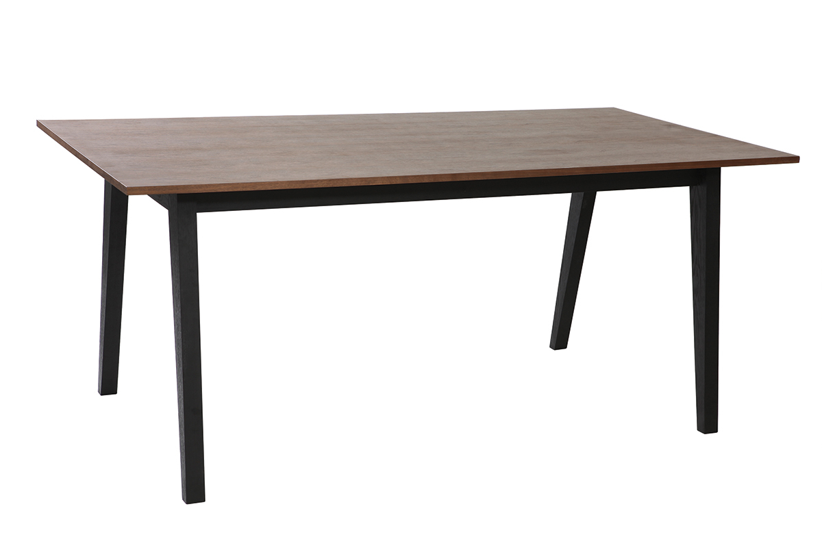 Table � manger fixe design noyer et noir mat NORMA