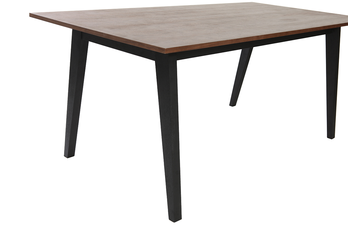 Table � manger fixe design noyer et noir mat NORMA