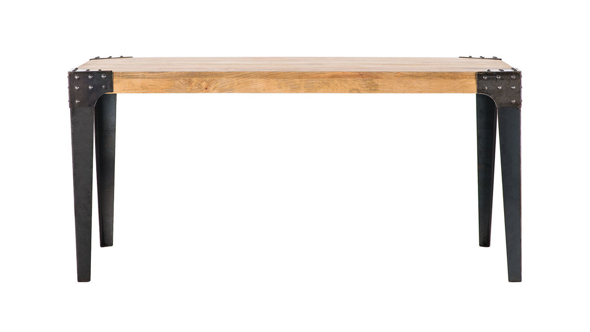Table à manger industrielle acier et bois manguier massif L160 cm MADISON