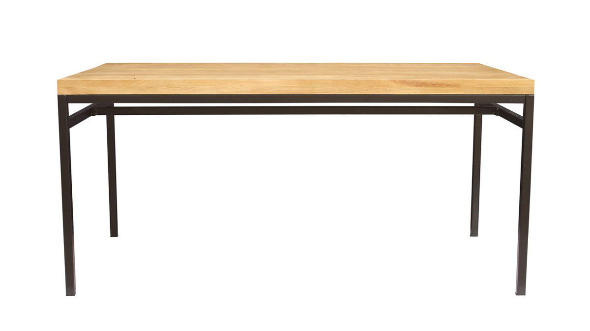 Table  manger industrielle manguier massif et mtal L160 cm YPSTER