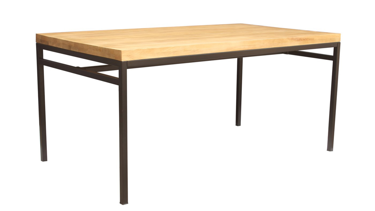 Table  manger industrielle manguier massif et mtal L160 cm YPSTER
