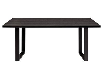 Table à manger industrielle placage chêne noir et pieds en métal noir L180 cm VALDA