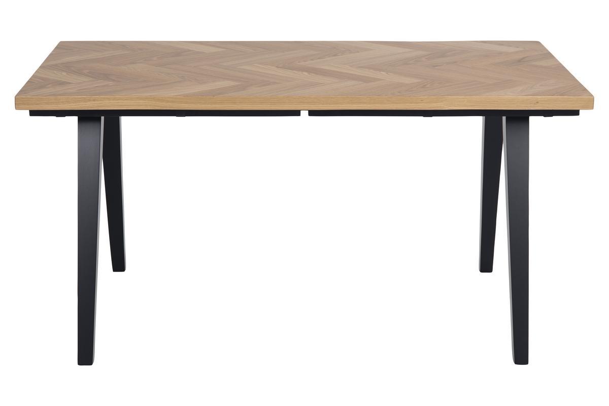 Table � manger motif chevron finition ch�ne et pieds noirs TRAVIS