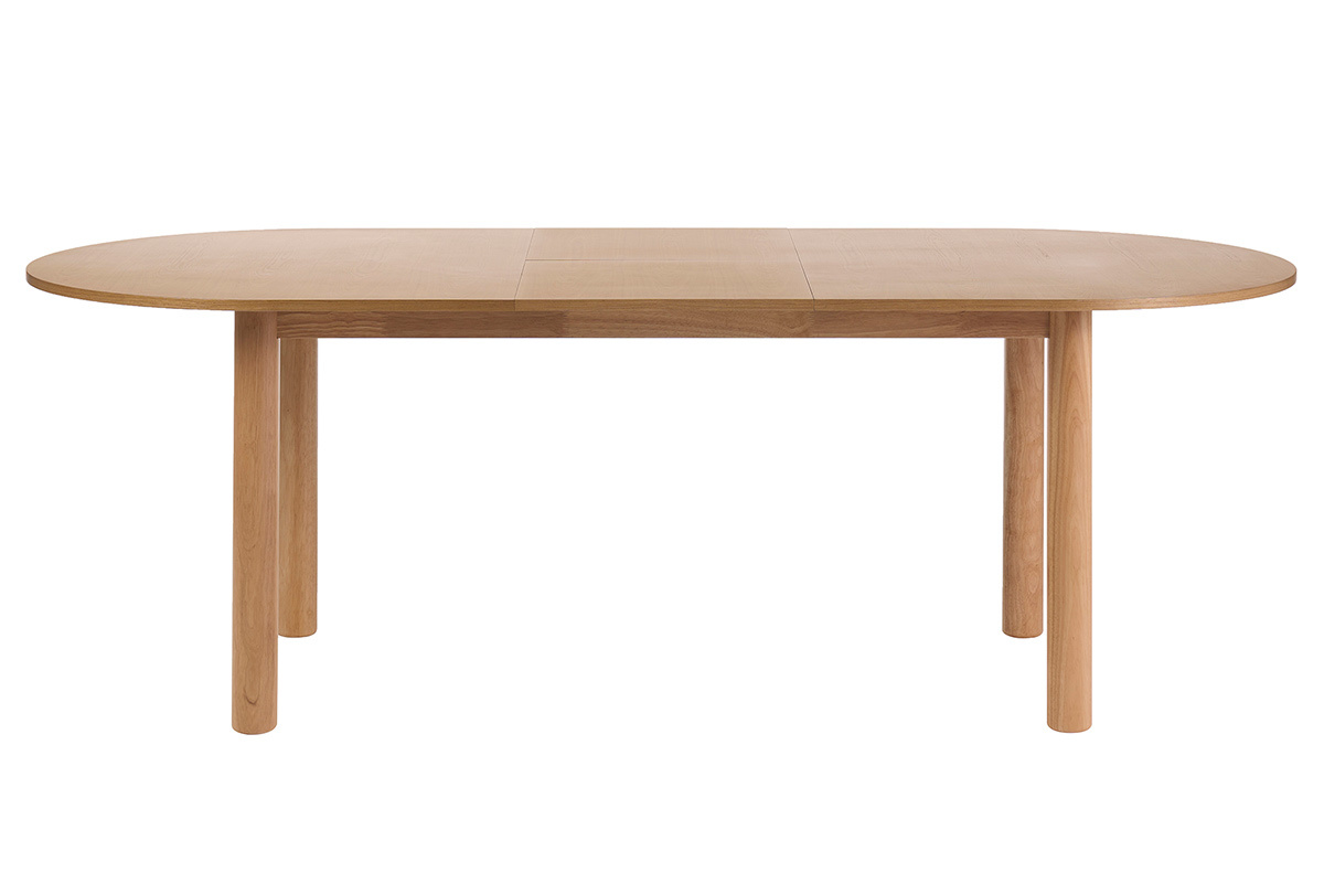 Table � manger ovale extensible avec rallonges int�gr�es en bois clair fr�ne L180-230 cm CLAUDIE