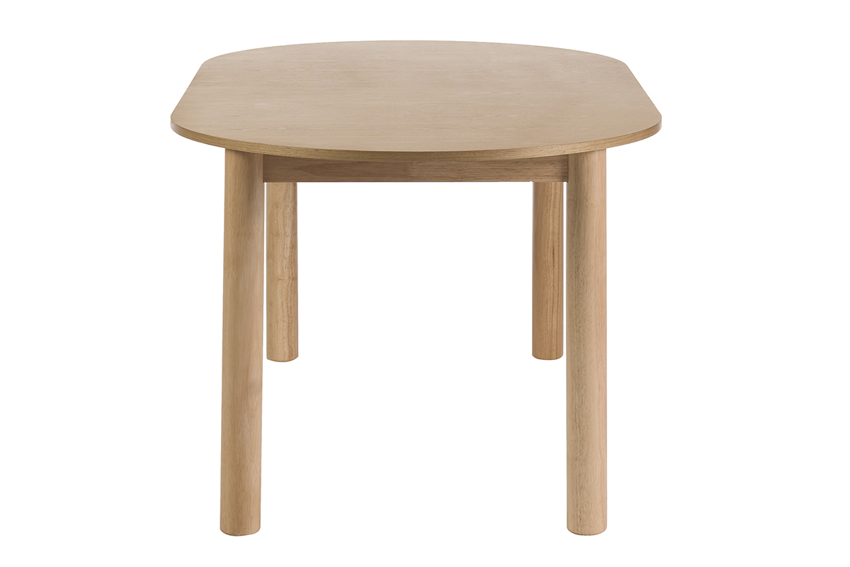 Table � manger ovale extensible avec rallonges int�gr�es en bois clair fr�ne L180-230 cm CLAUDIE