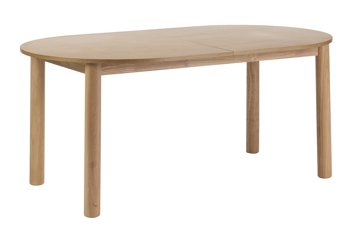 Table � manger ovale extensible avec rallonges int�gr�es en bois clair fr�ne L180-230 cm CLAUDIE